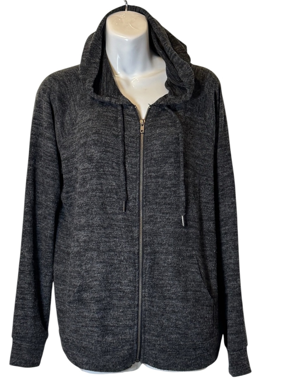 torrid Dark Charcoal Zip-Up Hooded Sweatshirt